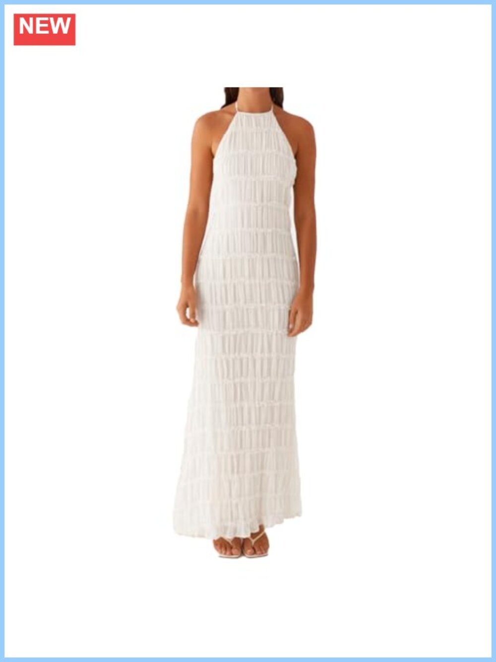 Textured Halter Open Back Maxi Dress Sleeveless Wedding Guest Vacation